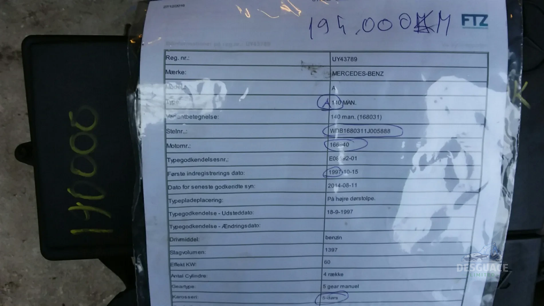 Motor A 166 010 25 02: Motor para Mercedes-Benz A-CLASS (W168) motor completo usado en Menorca foto 2