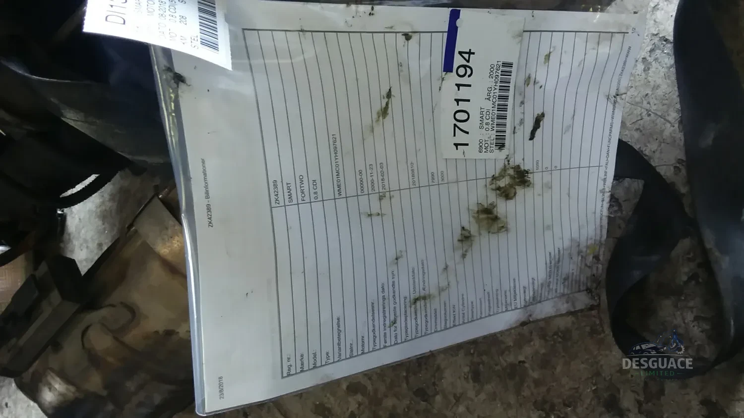 Motor A 660 010 05 00: Motor para Smart CITY-COUPE (450) motor completo usado en Menorca